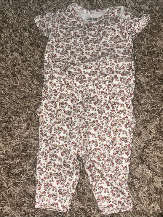 Carter's Other - Carter's White Floral Short-Sleeve Romper with Pink Flowers